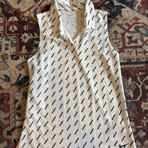 Nike White Sleeveless Polo Tank with Black Diagonal Dash Print